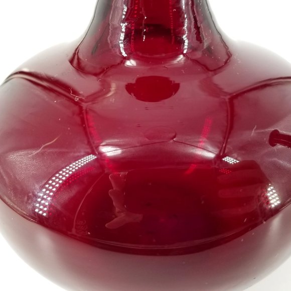 Hand Blown Glass Vase Red Ruby Studio Art Heavy Bud Vase Jug Pair Biomorphic MCM - Picture 4 of 13